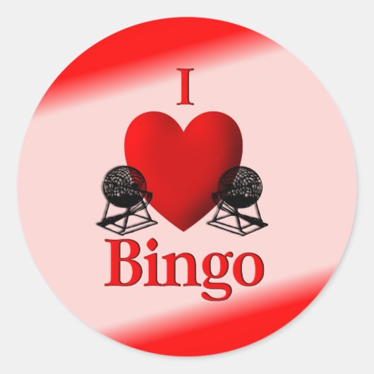I Heart Bingo Ronde Sticker (Voorkant)