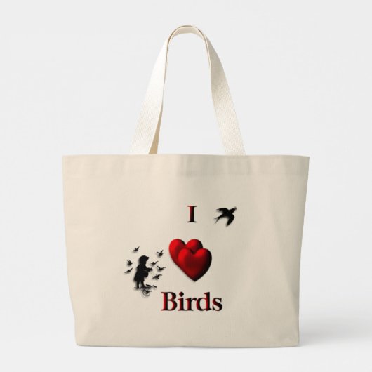 I Heart Birds Canvas tas (Achterkant)