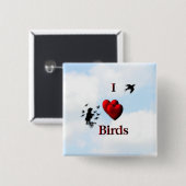 I Heart Birds / Feed the Birds Vierkante Button 5,1 Cm (Voorkant /achterkant)