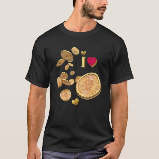 I Heart Bitcoin Trader Miner Crypto Meme Coin Toke T-shirt (Voorkant)