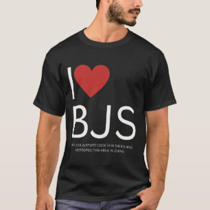 I Heart BJS de IATA Airport Code voor de Beijing T-shirt