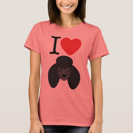 I Heart Black Poodles T-Shirt (Voorkant)