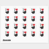 I Heart Black Pugs Ronde Sticker (Vel)