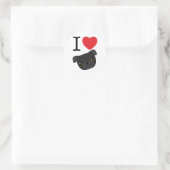 I Heart Black Pugs Ronde Sticker (Tas)