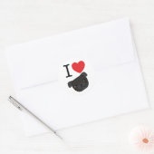 I Heart Black Pugs Ronde Sticker (Envelop)