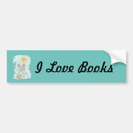 I Heart Books Mouse Bumpersticker (Voorkant)