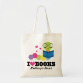 I Heart Books Personalized Library Canvas tas (Voorkant)