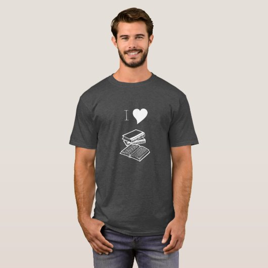 I Heart Books Reader Writer Librarian Gift T-Shirt (Voorkant volledig)