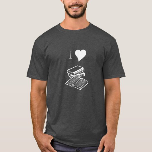 I Heart Books Reader Writer Librarian Gift T-Shirt (Voorkant)