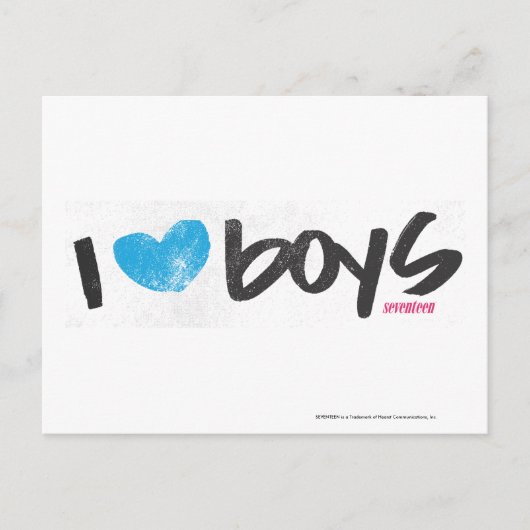 I Heart Boys Aqua Briefkaart (Voorkant)