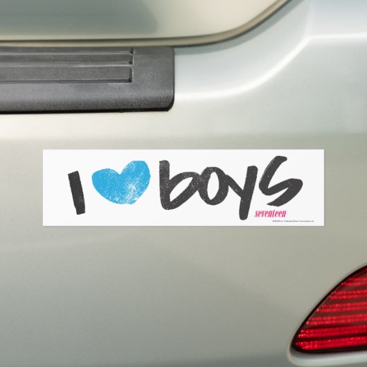 I Heart Boys Aqua Bumpersticker (Op auto)