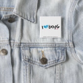 I Heart Boys Aqua Vierkante Button 5,1 Cm (In situ)