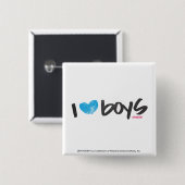 I Heart Boys Aqua Vierkante Button 5,1 Cm (Voorkant /achterkant)