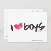 I Heart Boys Magenta Briefkaart (Voorkant / Achterkant)