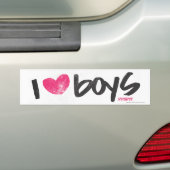 I Heart Boys Magenta Bumpersticker (Op auto)