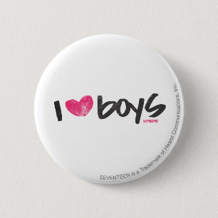 I Heart Boys Magenta Ronde Button 5,7 Cm