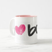 I Heart Boys Magenta Tweekleurige Koffiemok (Voorkant links)