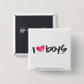 I Heart Boys Magenta Vierkante Button 5,1 Cm (Voorkant /achterkant)