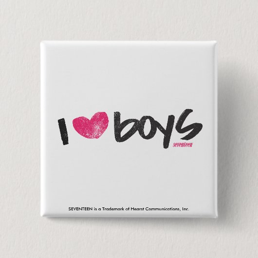 I Heart Boys Magenta Vierkante Button 5,1 Cm (Voorkant)