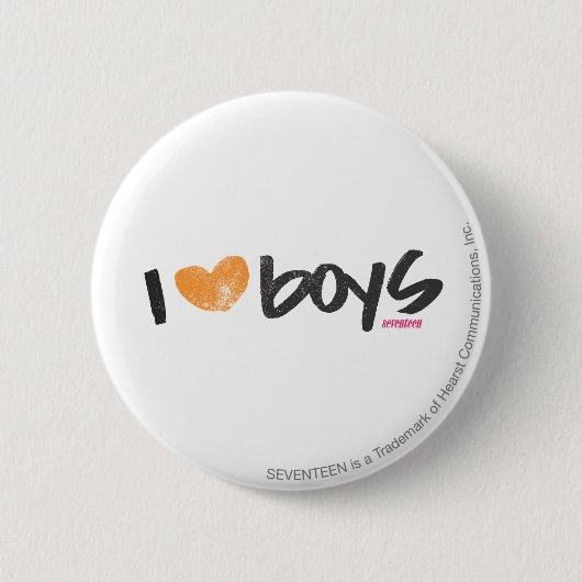 I Heart Boys Oranje Ronde Button 5,7 Cm (Voorkant)