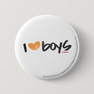 I Heart Boys Oranje Ronde Button 5,7 Cm