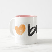 I Heart Boys Oranje Tweekleurige Koffiemok (Voorkant links)