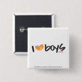 I Heart Boys Oranje Vierkante Button 5,1 Cm (Voorkant /achterkant)