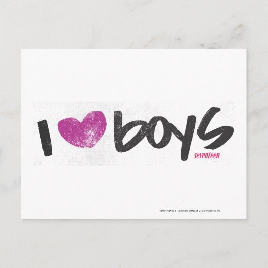 I Heart Boys Paars Briefkaart (Voorkant)