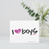 I Heart Boys Paars Briefkaart (Staand voorkant)