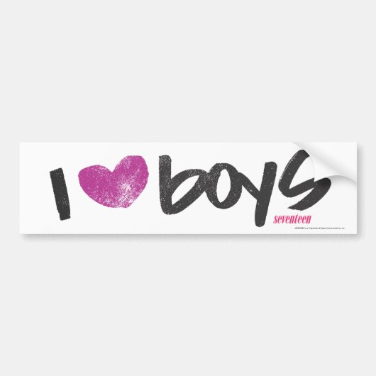 I Heart Boys Paars Bumpersticker (Voorkant)