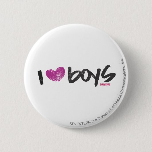 I Heart Boys Paars Ronde Button 5,7 Cm (Voorkant)