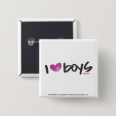 I Heart Boys Paars Vierkante Button 5,1 Cm (Voorkant /achterkant)