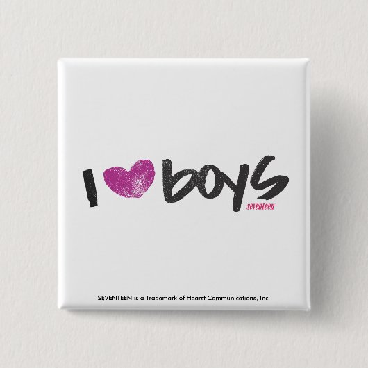I Heart Boys Paars Vierkante Button 5,1 Cm (Voorkant)