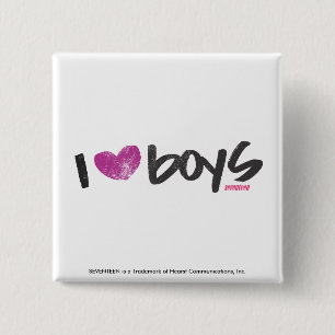 I Heart Boys Paars Vierkante Button 5,1 Cm