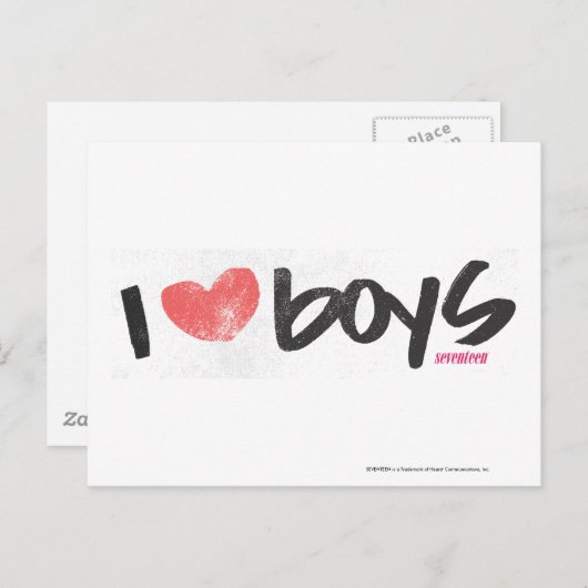 I Heart Boys roze Briefkaart (Voorkant / Achterkant)