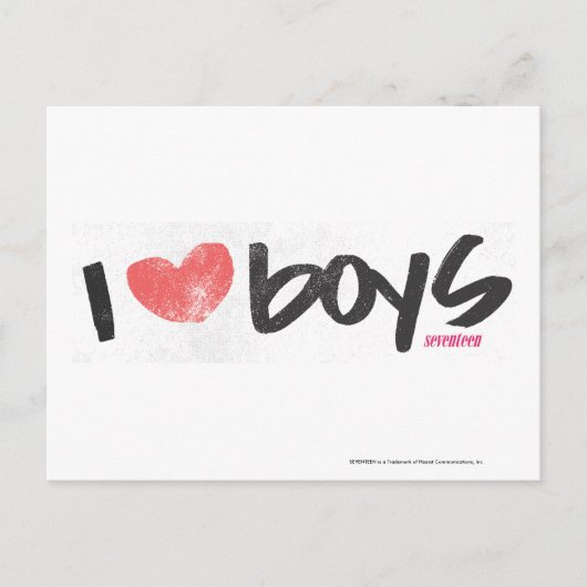 I Heart Boys roze Briefkaart (Voorkant)