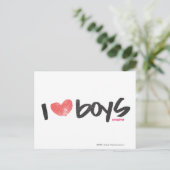 I Heart Boys roze Briefkaart (Staand voorkant)