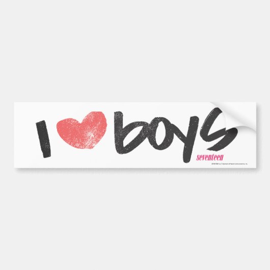 I Heart Boys roze Bumpersticker (Voorkant)