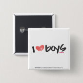 I Heart Boys roze Vierkante Button 5,1 Cm (Voorkant /achterkant)