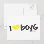 I Heart Boys Yellow Briefkaart (Voorkant / Achterkant)