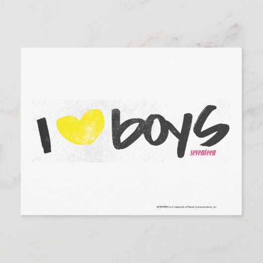 I Heart Boys Yellow Briefkaart (Voorkant)