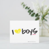 I Heart Boys Yellow Briefkaart (Staand voorkant)