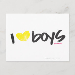 I Heart Boys Yellow Briefkaart