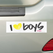 I Heart Boys Yellow Bumpersticker (Op auto)