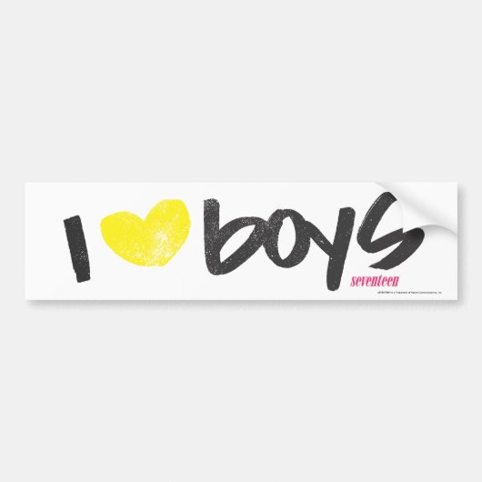 I Heart Boys Yellow Bumpersticker (Voorkant)