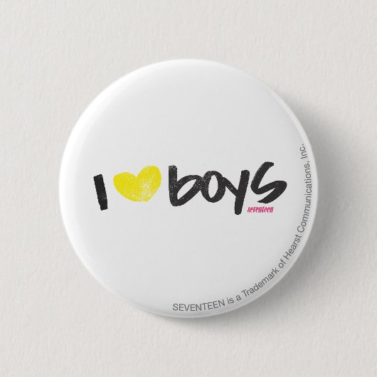 I Heart Boys Yellow Ronde Button 5,7 Cm (Voorkant)