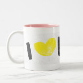 I Heart Boys Yellow Tweekleurige Koffiemok (Links)