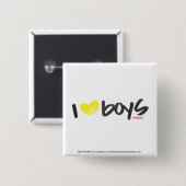 I Heart Boys Yellow Vierkante Button 5,1 Cm (Voorkant /achterkant)