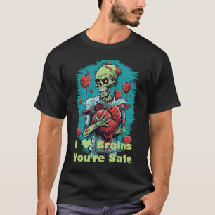"I Heart Brains" Je bent veilig zombie T-shirt