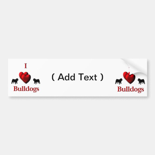 I Heart Bulldogs Bumpersticker (Voorkant)
